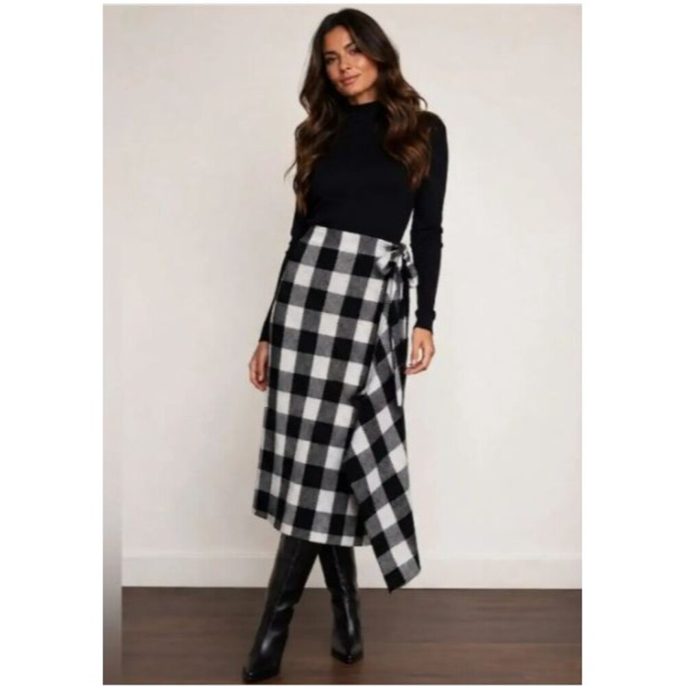 Tuckernuck Pomander Place Gingham Wrap fall Skirt womens Size Small, NWT